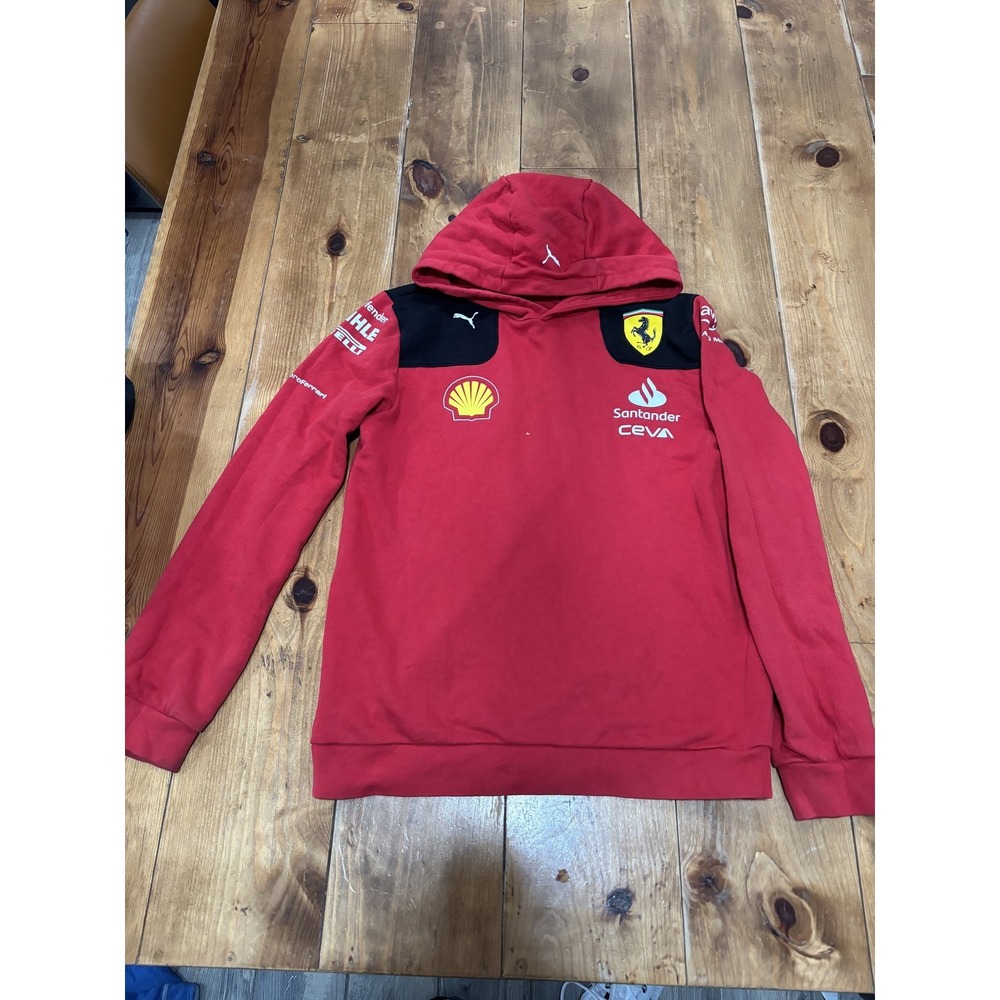 PUMA Ferrari F1 Team Boys Hoodie Red Black Pullover Sweatshirt Size L/16